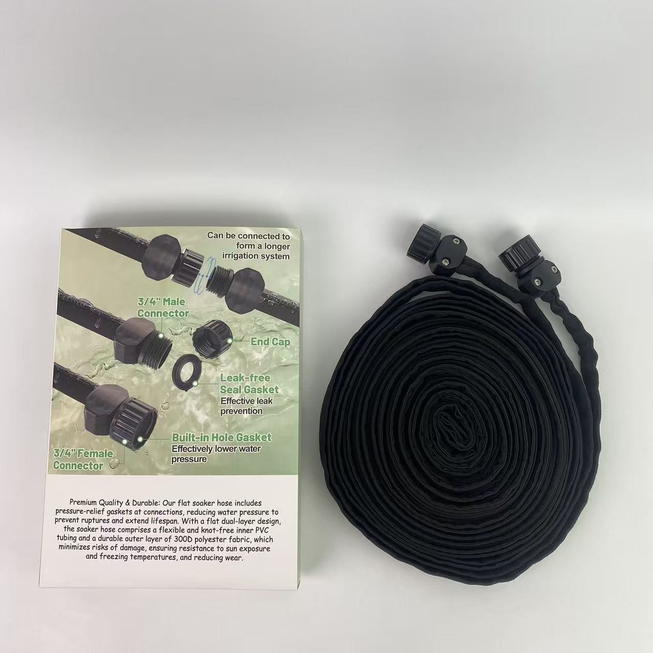 Vivisunex Flexible pipes, not of metal,Flat Soaker Hose for Garden Bed,25 50 75ft 50ft*2 1/2" Linkable Consistent Drip Irrigation Hose (50FT)