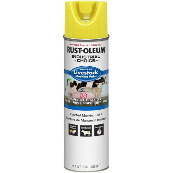 Rust-Oleum 383020 Livestock Marking Spray Paint, 17 oz, Fluorescent Yellow