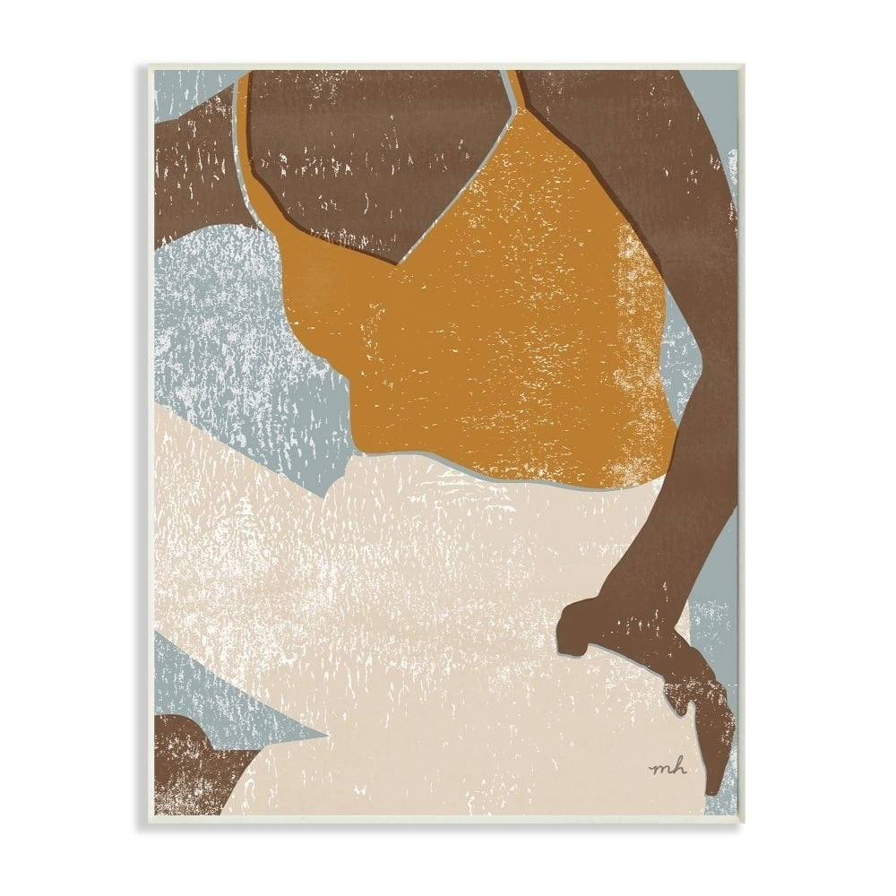 Stupell Industries Relaxing Sitting Person Orange Blue Textured Surface Design Wall Plaque by Moira Hershey, 10" x 15", Wall Plaque