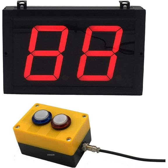 Btbsign 4'' Digital Counter 2 Digit Led Number Display with Remote Button Switch for Golf Visitor Lap Event