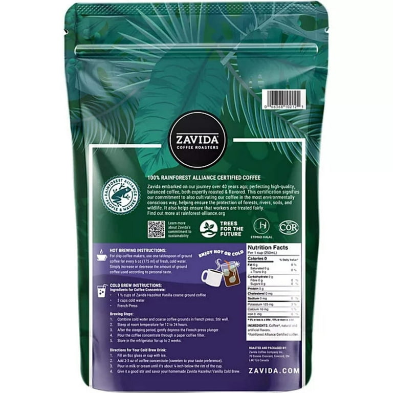 Zavida Hazelnut Vanilla Whole Bean Coffee, Premium, 2 lb - Walmart.com