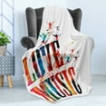 thumbnail image 4 of Lifestyle Soft Flannel Fleece Blanket, I Love Music Phrase in Grunge Effects and Birds Flying Soul Freedom Illustration, Cozy Plush for Indoor and Outdoor Use, 60" x 80", Multicolor, by Ambesonne, 4 of 5