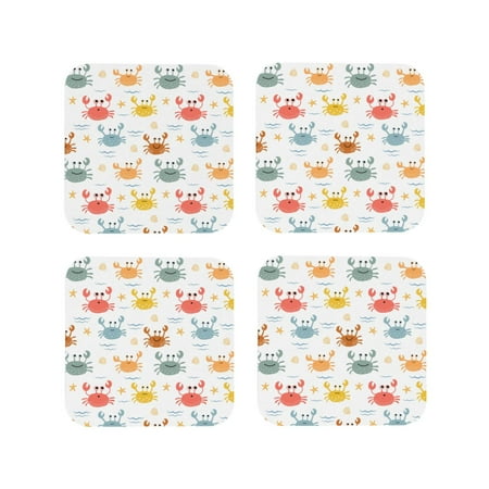 

Fuzoiu Colorful Crabs Print Leather Coasters Set Drink Coasters Set of 4 for Tabletop Protection Durable PVC Coasters Home Décor and Housewarming Gift-Square