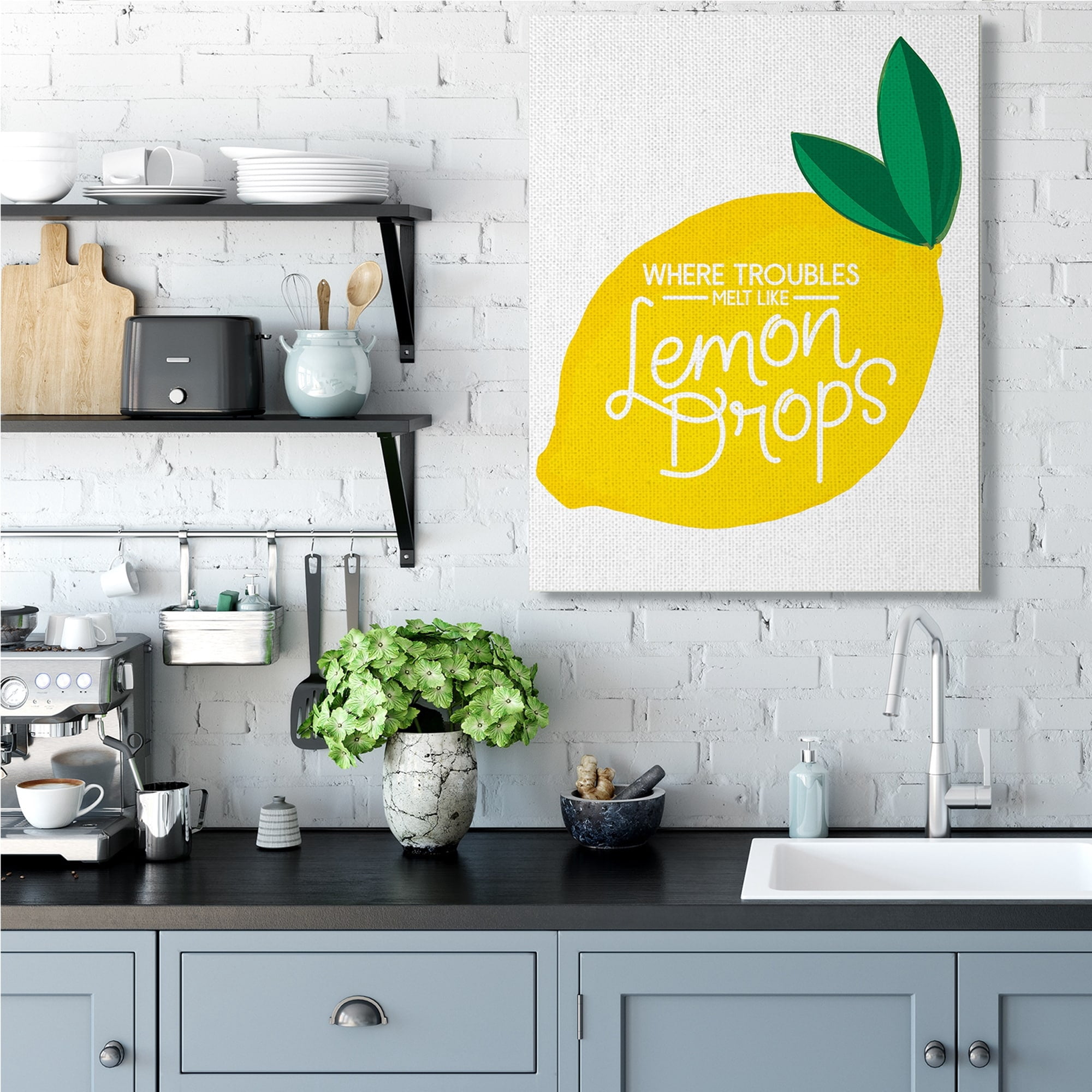Stupell Industries Melt Like Lemon Drops Quote Quaint Citrus Fruit,36 x 48,Designed by Jean Kelly