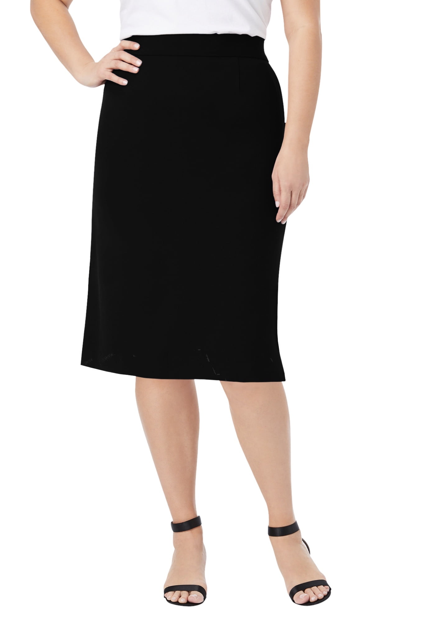 Womens Plus Size 16-30 Black & White Check Print Calf Length Pencil Skirt 
