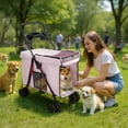 thumbnail image 6 of Dapmiu Pet Stroller for Small to Medium Dogs up to 55lbs, Foldable Dog Cart with Sunroof & 5 Windows, 360° Wheels, Dining Tray, Breathable and Safe, 6 of 8