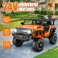 thumbnail image 5 of Farmdex 24V 2 Seater Ride on Car, 4WD/2WD Switchable Car Truck with Remote Control, Powered 800W Motors Ride on Toys for Kids, Colorful LED Head Lights, Bluetooth, MP3, Orange, 5 of 11