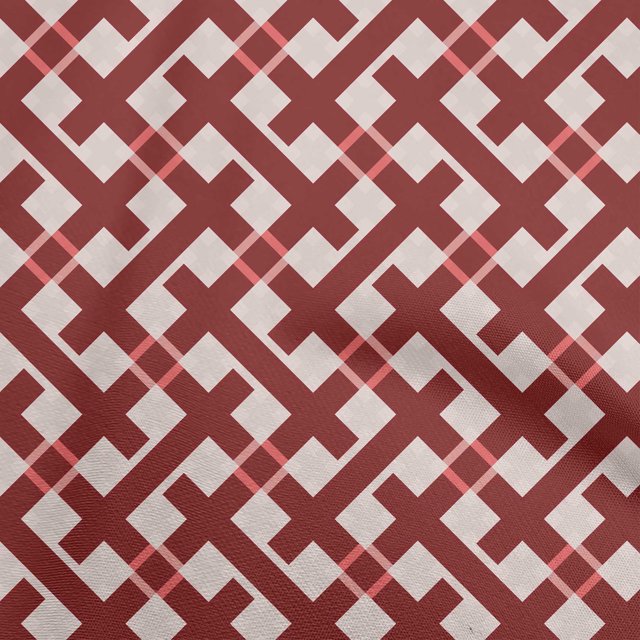 oneOone Rayon Maroon Fabric Check Sewing Material Print Fabric By The Yard 56 Inch Wide