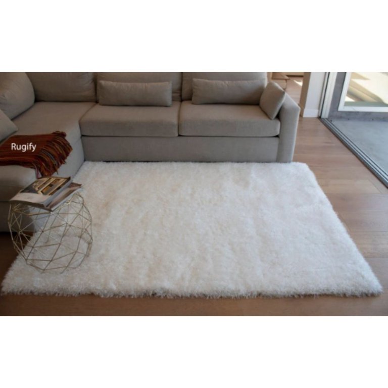 Shop Solid Shag Solid Oval 8x10 Oval Rug Snow White, Indoor Rugs