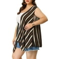 thumbnail image 2 of Agnes Orinda Women's Plus Size Irregular Hem Boho Striped Sleeveless Cardigan, 2 of 6