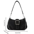 thumbnail image 4 of Bolso informal para axila para mujer, Bolso Hobos de lona con remaches, cierre con cremallera, Bolso de viaje para mujer, 4 of 9