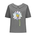 thumbnail image 4 of Blouses pour Femmes, T-Shirt Décontracté Imprimé Mode Manches Courtes Col Poupée Mignon Coton et Lin Blouse, 4 of 4