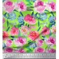 thumbnail image 1 of Soimoi Satin Silk Fabric Flower & Leaves Watercolor Decor Fabric Printed Yard 42 Inch Wide, 1 of 1