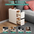 thumbnail image 3 of 7.8" W Leather Narrow Nightstand Set of 2, Modern Fully-Assembled Bedside Table with 2 Drawers, Wood Night Stand Small Accent End Table & Side Table for Bedroom Living Room, White, 3 of 8