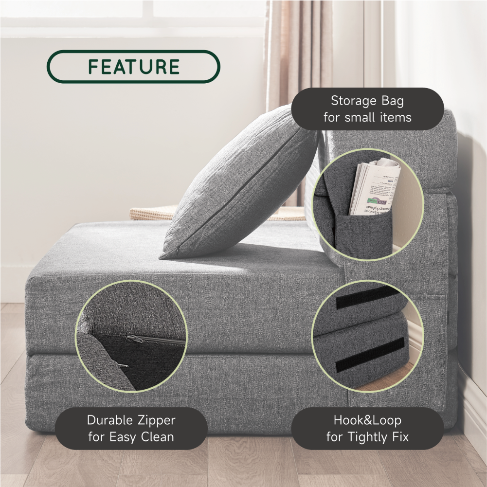 Z-HOM Folding Sofa Bed with Memory Foam, Dark Gray photo 8