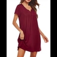 thumbnail image 3 of Camisones para Mujer, de Corta, con Bolsillos y Estampado Floral. Rojo Vino XXL, 3 of 5