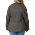 thumbnail image 3 of Agnes Orinda Women's Plus Size Jackets Long Sleeve Drawstring Waist Anorak Coats with Pockets 6X Grey, 3 of 6