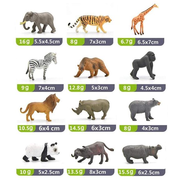 Simulation Forest Animals Figurines Playset,12PCS Mini Forest Animals Mini Forest Animals Figures Toy PVC Wild Animal Cognitive Toys Smart Functionality