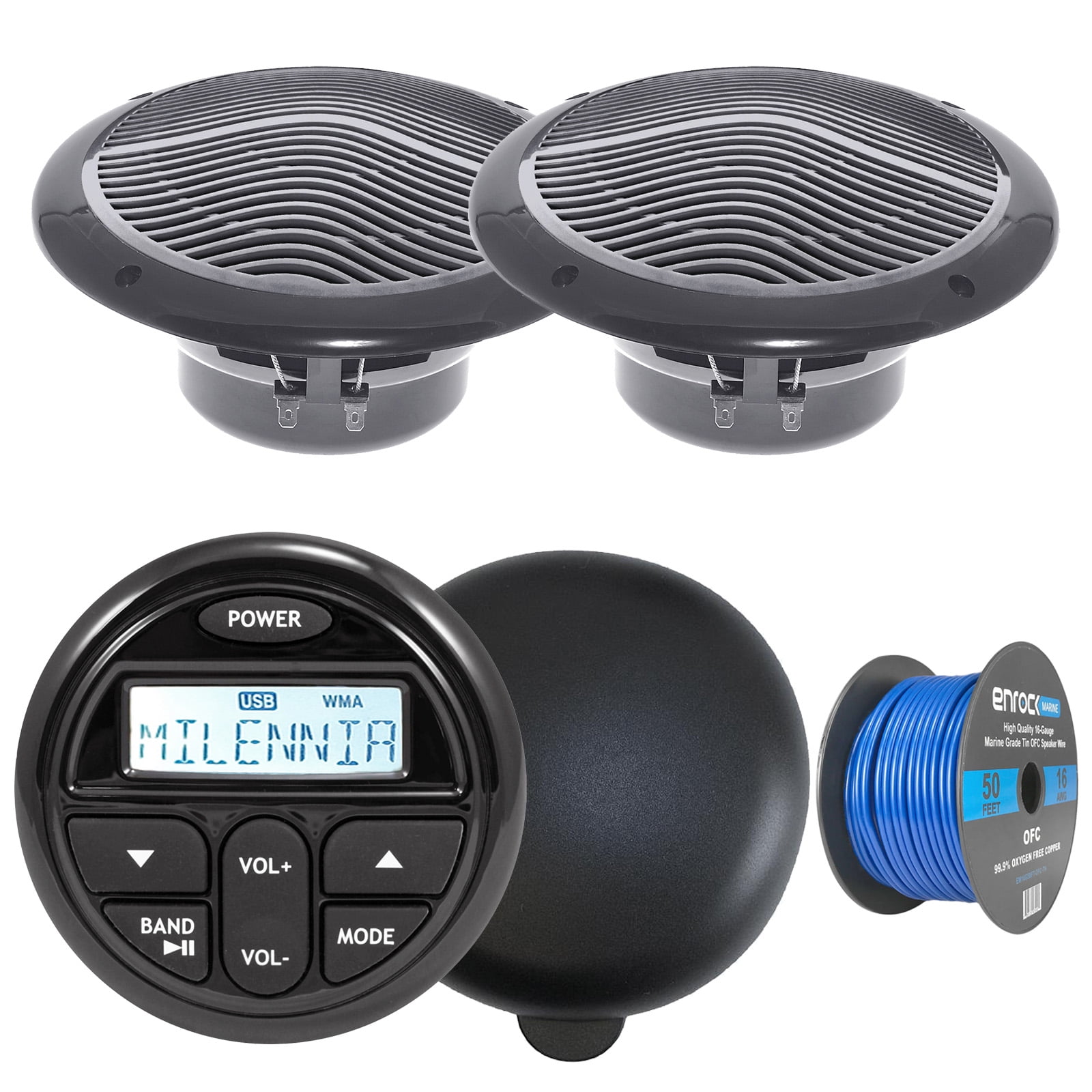 Milenna Gauge Style AM/FM Radio USB/AUX Media Stereo Receiver, 2x Q