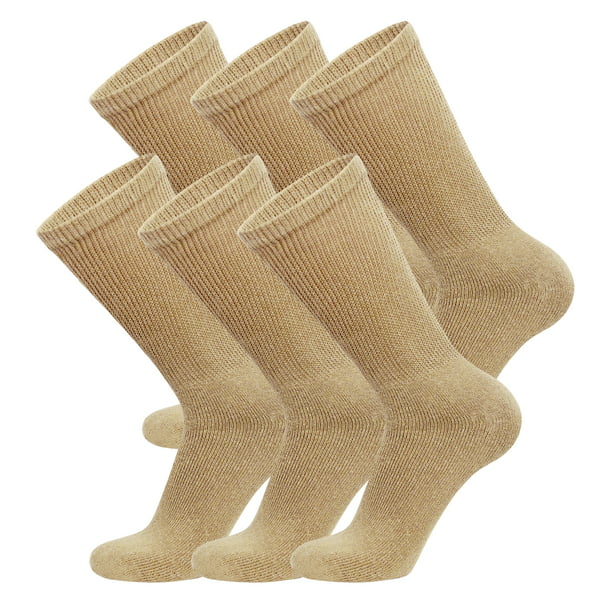 6 Pairs of Diabetic Cotton Neuropathy Crew Socks (Khaki, Sock Size 10 ...