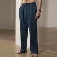 thumbnail image 6 of SNOWSONG Warmup Pants for Men Men's Casual Fashion Solid Color Loose Drawstring Trend Beach Pants, Mens Pants, Joggers for Men, Cotton Sweatpants 1x Pant Navy XL, 6 of 10