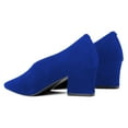 thumbnail image 3 of YDN Women Comfy Pointed Closed Toe V Cut Pumps Slip On Chunky Low Heels Formal Wear Outfit Work Shoes Size 8.5 Blue, 3 of 4