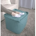 thumbnail image 3 of Hansolo Yarn Square Pouf,Teal,Teal Cotton Furniture Primary Living Space Ottomans, 3 of 6