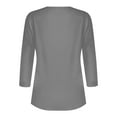 thumbnail image 5 of aidice Womens Tops Casual 3/4 Length Sleeve Notched V Neck Button Comfy Fitting Solid Color Tee Shirts, 5 of 5
