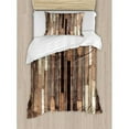 thumbnail image 3 of Wooden King Size Duvet Cover Set, Brown Old Hardwood Floor Plank Grunge Lodge Garage Loft Natural Rural Graphic Artsy Print, Decorative 3 Piece Bedding Set with 2 Pillow Shams, Brown, by Ambesonne, 3 of 3