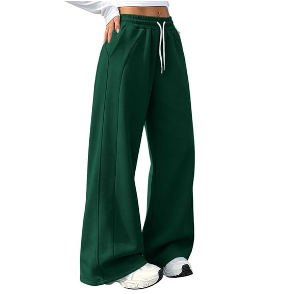 Hurxie Womens Wide Leg Sweatpants High Waisted Baggy Teen Girl Pants Fall Fashion Winter Clothes Lounge Travel Joggers With Pockets