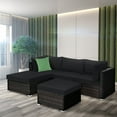 thumbnail image 4 of Gymax 5PCS Rattan Patio Conversation Set Outdoor Furniture Set w/ Black Cushions, 4 of 10