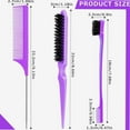 thumbnail image 2 of 6 Pieces Teasing Hair Brush Set Includes Dual Edge Brush, Rat Tail Combs and Comb Bristle Hair Brush Hairline Brush with Stainless Steel Long Tail Soft Glossy Teasing Brush for Hair Stylist, 2 of 3