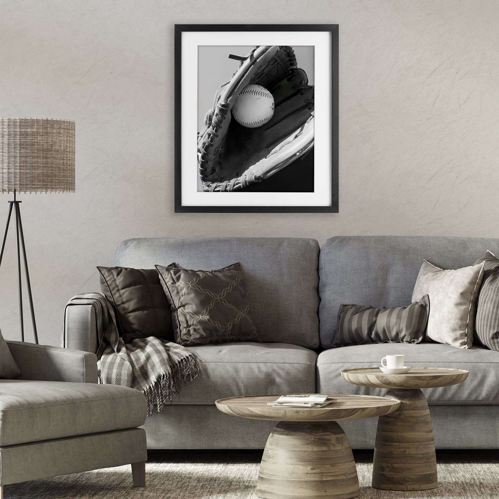 Stupell Industries Nice Catch Baseball Black Framed Print Under Glass, design by Marcus Prime