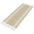 thumbnail image 4 of Beige Striped Hallway Runner Rug 2'x6',Farmhouse Luxurious White Stripes Modern Abstract Art Entryway Rug with Tassels,Woven Cotton Laundry Room Rugs Long Carpet for Bathroom Sink Foyer Bedroom, 4 of 9
