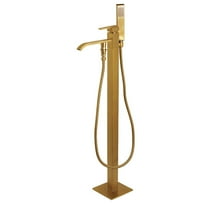 Kingston Brass KS4137QLL Freestanding Roman Tub Filler With Hand Shower Brushed Brass