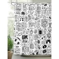 thumbnail image 2 of Fsddascl Video Game Shower Curtain Set - Small 36" x 72" Washable Bathtub Curtain with 12 Hooks, Black White Game Controller Monochrome Waterproof Fabric Stall Shower Curtains for Bathroom/Bathtub, 2 of 6