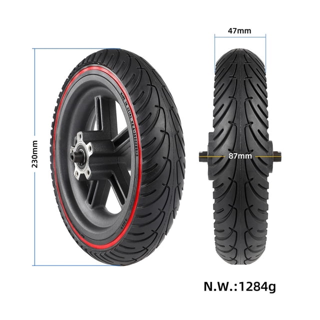 Mosiee 8.5 Inch Electric Scooter Rear Wheel Solid Tyre W/ Hub For -Xiaomi/1S/Mi3 Red Line Inner Hole Solid Tire + Hub
