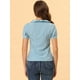 thumbnail image 4 of Top De Camisa A Cuadros Con Volantes Y Botones De Manga Corta Allegra K Negro S, 4 of 5