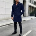 thumbnail image 7 of KeShDi Trench Coat for Men Double Breasted Lapel Long Sleeve Jacket Navy L, 7 of 7