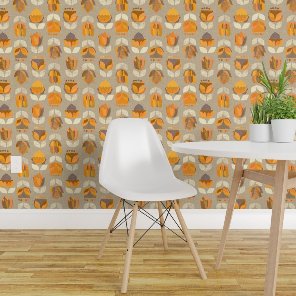 Peel-and-Stick Removable Wallpaper Retro Floral Modern Mid Century