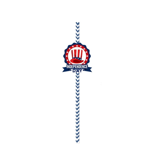 Independence Day Party Decorations 24-Piece Disposable Paper Straws With Patriotic Letter Designs For Cups