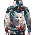 thumbnail image 7 of Fotbe Men's Hoodie with White Wolf With Flowers Pattern - Kangaroo Pocket Pullover Hooded Sweatshirt, Perfect for Daily Wear, Travel, and Home-Large, 7 of 7