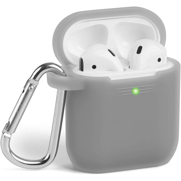 Janrevotw Airpods Case, Hard Shell Shockproof Earbud Protector With Keychain Kit For Apple Airpods 1 & 2 (Gray)