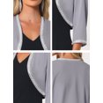 thumbnail image 5 of INSPIRE CHIC Women's Evening Shrug Sequin Trim 3/4 Sleeve Open Front Cropped Chiffon Cardigan Gray L, 5 of 6