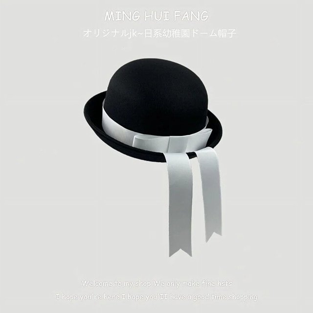 Sombrero sombrero de fieltro hecho a mano para padres e hijos, sombrero para uniforme japonesa JK de lana, lazo de estilo universitario, cinta para guardería, sombrero de marinero