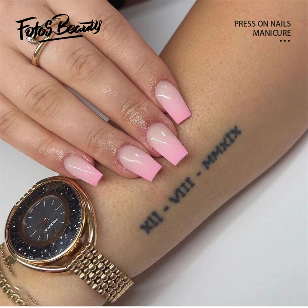 Cute Acrylic Nails Set Short Square French Press Ons With Glue Designs,  Full Cover Artificial Pink Ins Style Art Tips From Dadabibi, $25.2 |  DHgate.Com
