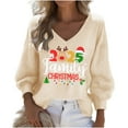 thumbnail image 2 of Craaazy Christmas Shirts for Women Fashion Clothing Christmas Printed 3/4 Sleeve V Neck Xmas Womens Tops Gifts, 2 of 3