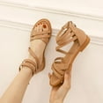 thumbnail image 4 of Women's Bohemian Flat Roman Sandals - Thin Strap Gladiator Sandals with Back Zipper, 4 of 20
