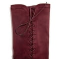 thumbnail image 4 of YDN Women Classic Round Closed Toe Lace Up Long Boots Block High Heel Zippers Knee High Boots Office Prom Dressy Shoes Size 10.5 Red, 4 of 4