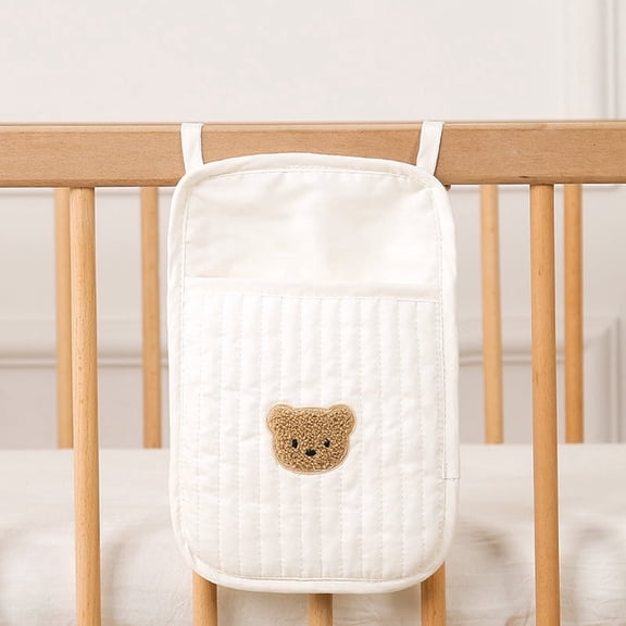 Changing Table Diaper Organizer - 2 Pockets Changing Table Diaper Holder Bag, Storage Bedside Organizer, Bassinet Storage Attachment For Drool Bibs